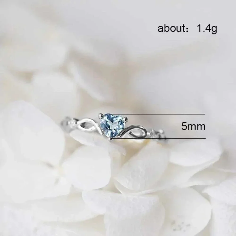 💥Gorgeous Cute Heart Shaped 925 Silver Blue Diamond Ring for Women, F017_7